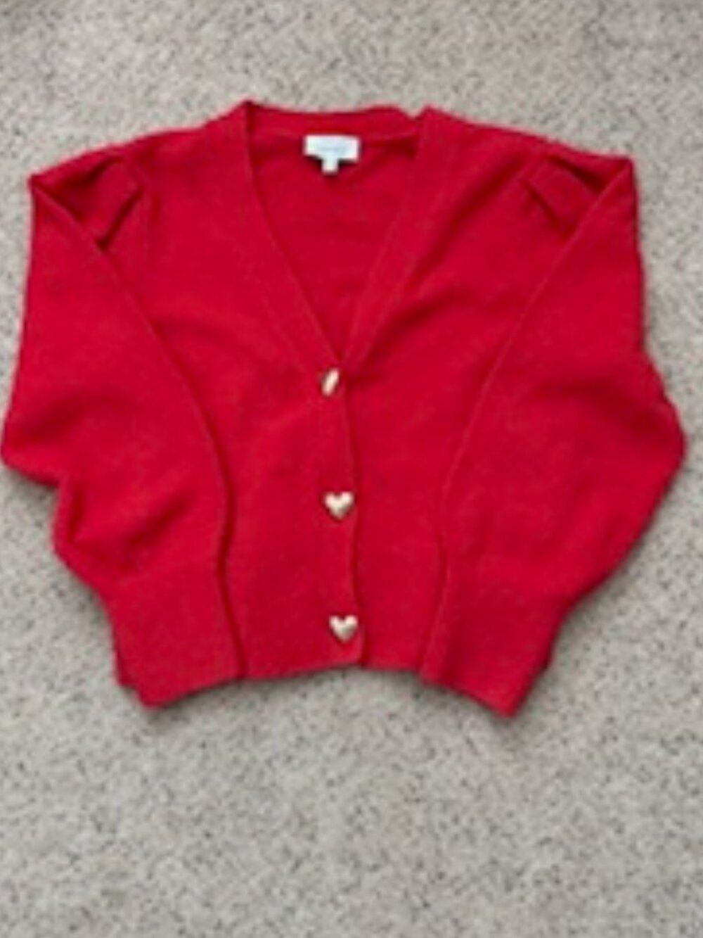 Paris Atelier & Other Stories Red Cardigan with Gold Heart Buttons S/M